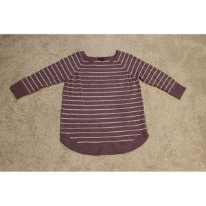 Pink Clover Sweater Womens Medium Purple Striped 3/4 Sleeve Pullover Sweater